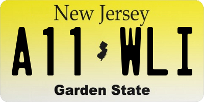 NJ license plate A11WLI