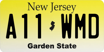 NJ license plate A11WMD