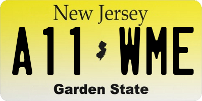 NJ license plate A11WME