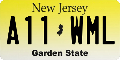 NJ license plate A11WML