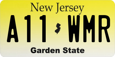 NJ license plate A11WMR