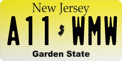 NJ license plate A11WMW