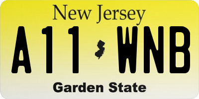 NJ license plate A11WNB
