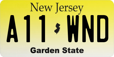 NJ license plate A11WND