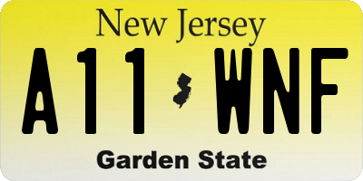NJ license plate A11WNF
