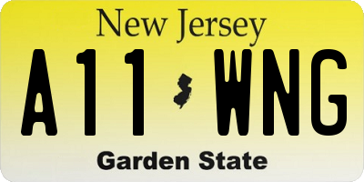NJ license plate A11WNG
