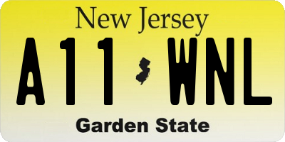 NJ license plate A11WNL