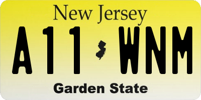 NJ license plate A11WNM
