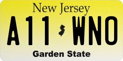 NJ license plate A11WNO