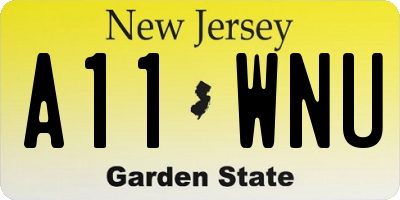 NJ license plate A11WNU
