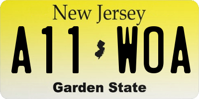 NJ license plate A11WOA