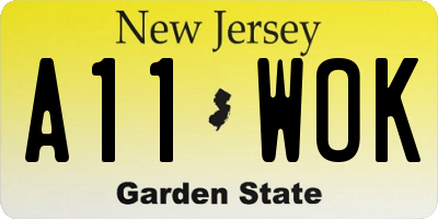 NJ license plate A11WOK