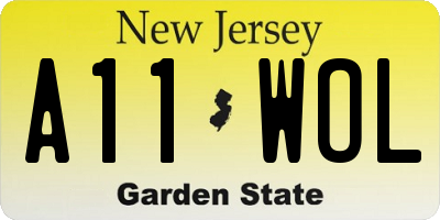 NJ license plate A11WOL