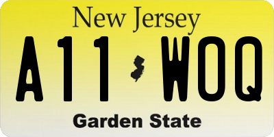 NJ license plate A11WOQ