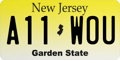 NJ license plate A11WOU