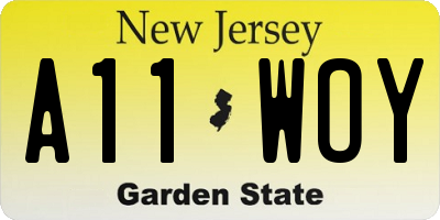 NJ license plate A11WOY