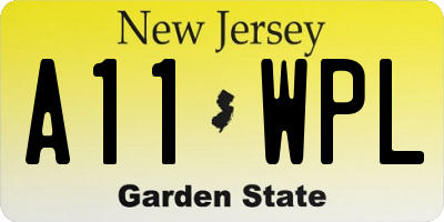 NJ license plate A11WPL