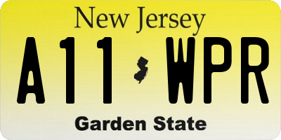 NJ license plate A11WPR