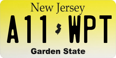 NJ license plate A11WPT
