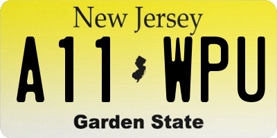 NJ license plate A11WPU