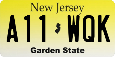 NJ license plate A11WQK