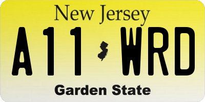 NJ license plate A11WRD
