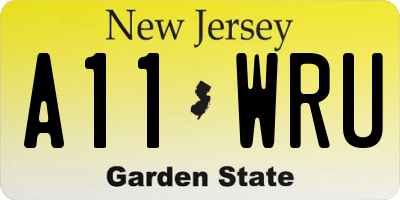 NJ license plate A11WRU