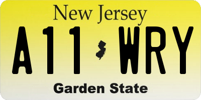 NJ license plate A11WRY