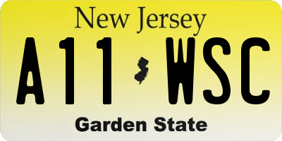 NJ license plate A11WSC