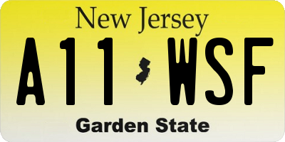 NJ license plate A11WSF