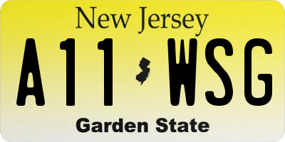 NJ license plate A11WSG