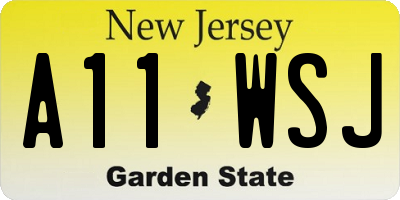NJ license plate A11WSJ