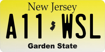 NJ license plate A11WSL
