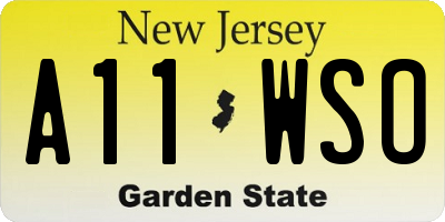 NJ license plate A11WSO