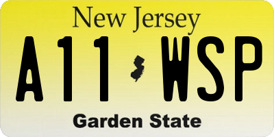 NJ license plate A11WSP