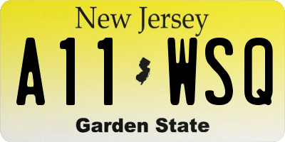 NJ license plate A11WSQ