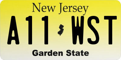NJ license plate A11WST