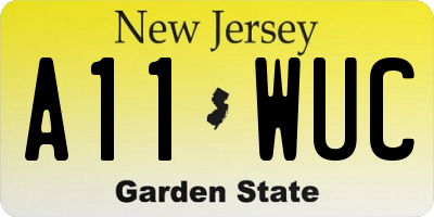NJ license plate A11WUC