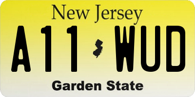 NJ license plate A11WUD