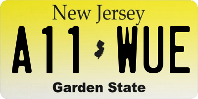 NJ license plate A11WUE