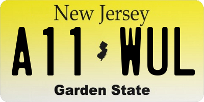 NJ license plate A11WUL