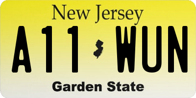 NJ license plate A11WUN