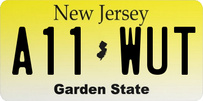 NJ license plate A11WUT