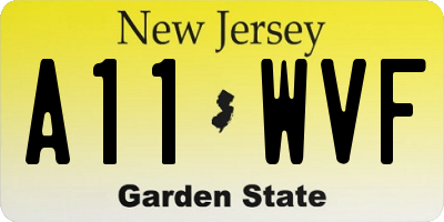 NJ license plate A11WVF