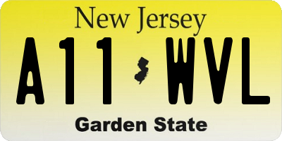 NJ license plate A11WVL