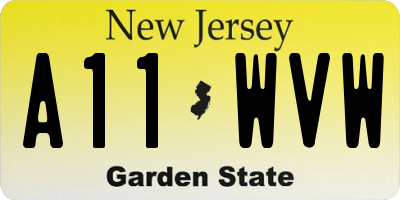 NJ license plate A11WVW