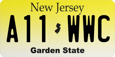 NJ license plate A11WWC