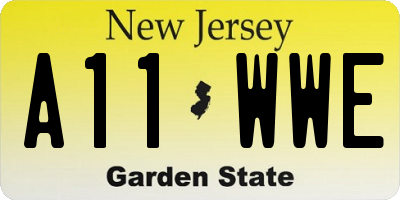 NJ license plate A11WWE