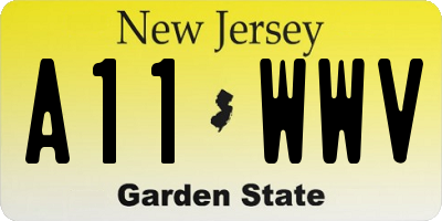 NJ license plate A11WWV