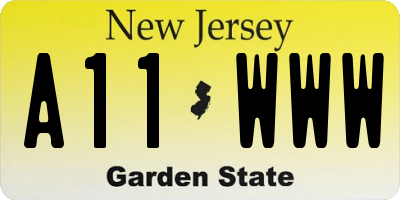 NJ license plate A11WWW